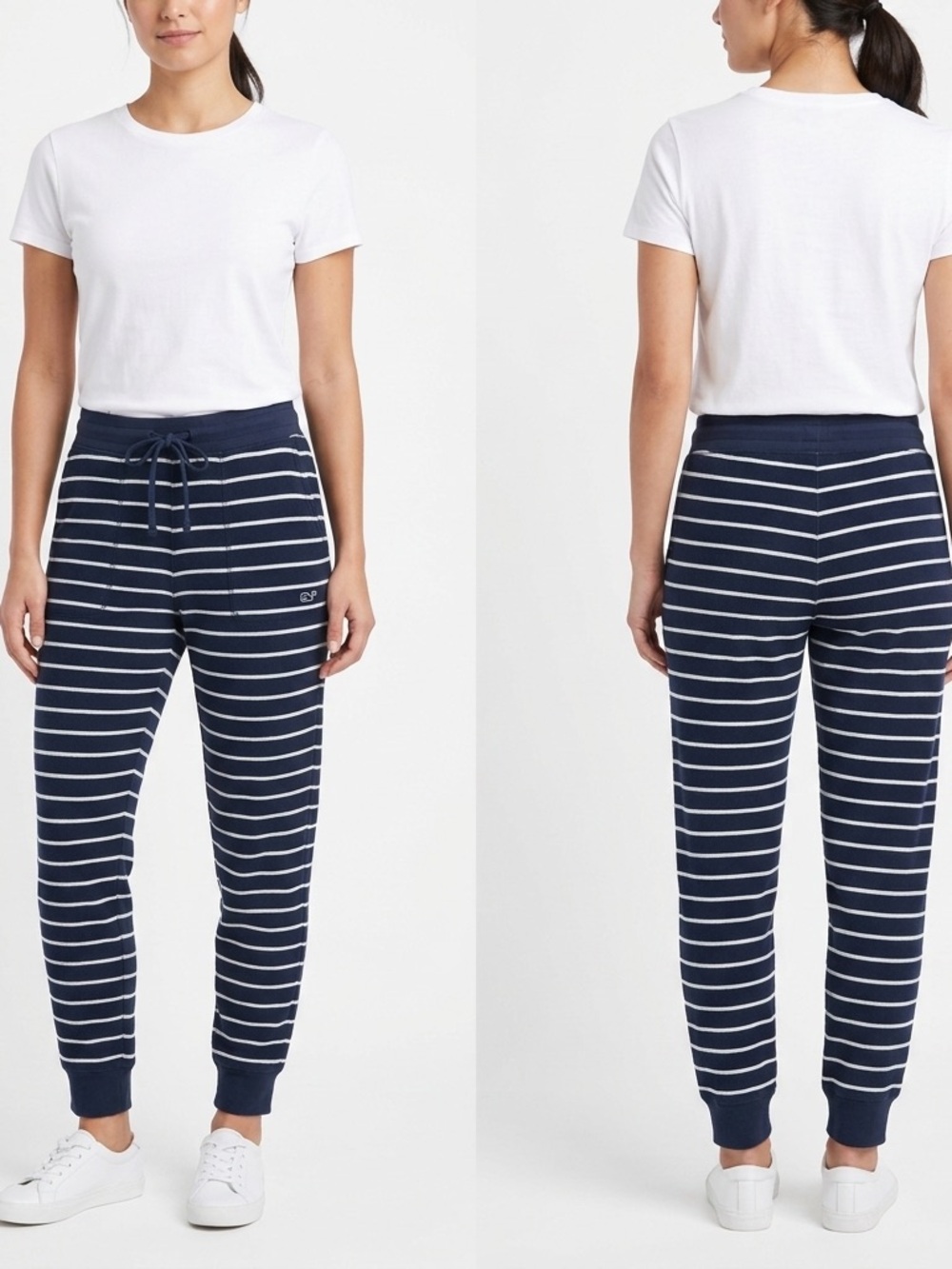 Coastal Stripe Jogger Pants - Navy White